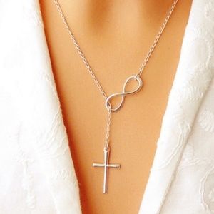 Cross Infinity Necklace Silver Color
